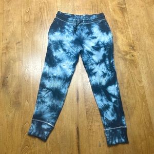 Blue and white tie-dye joggers size small